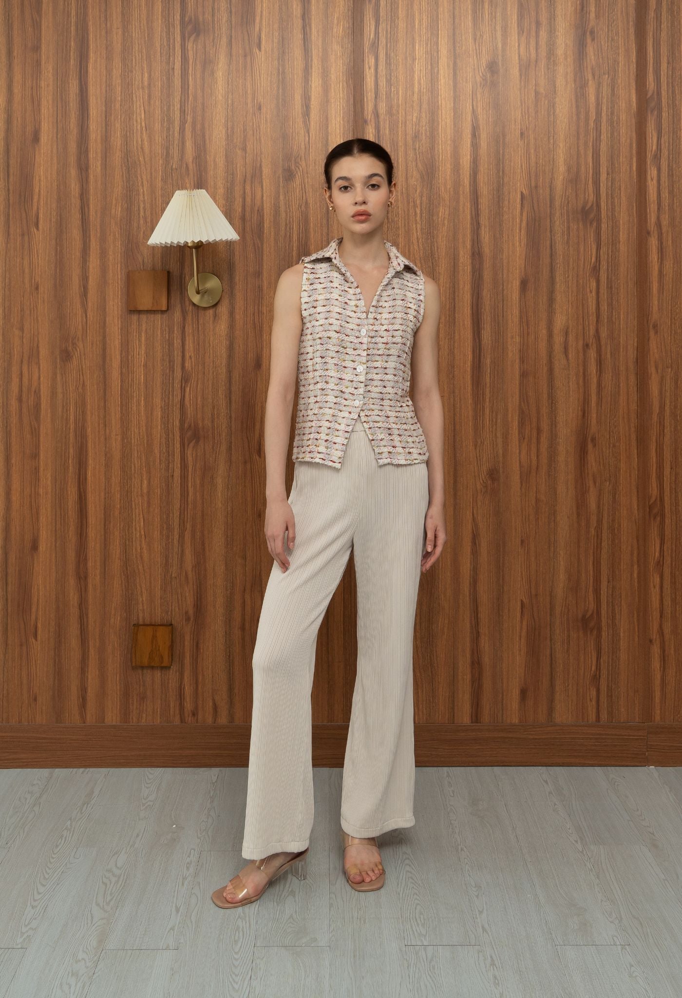 Frida Tweed Top Pink Multi