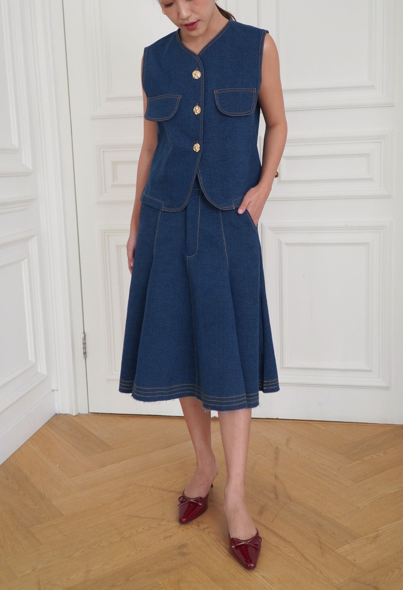 Soren Denim Skirt Dark Blue