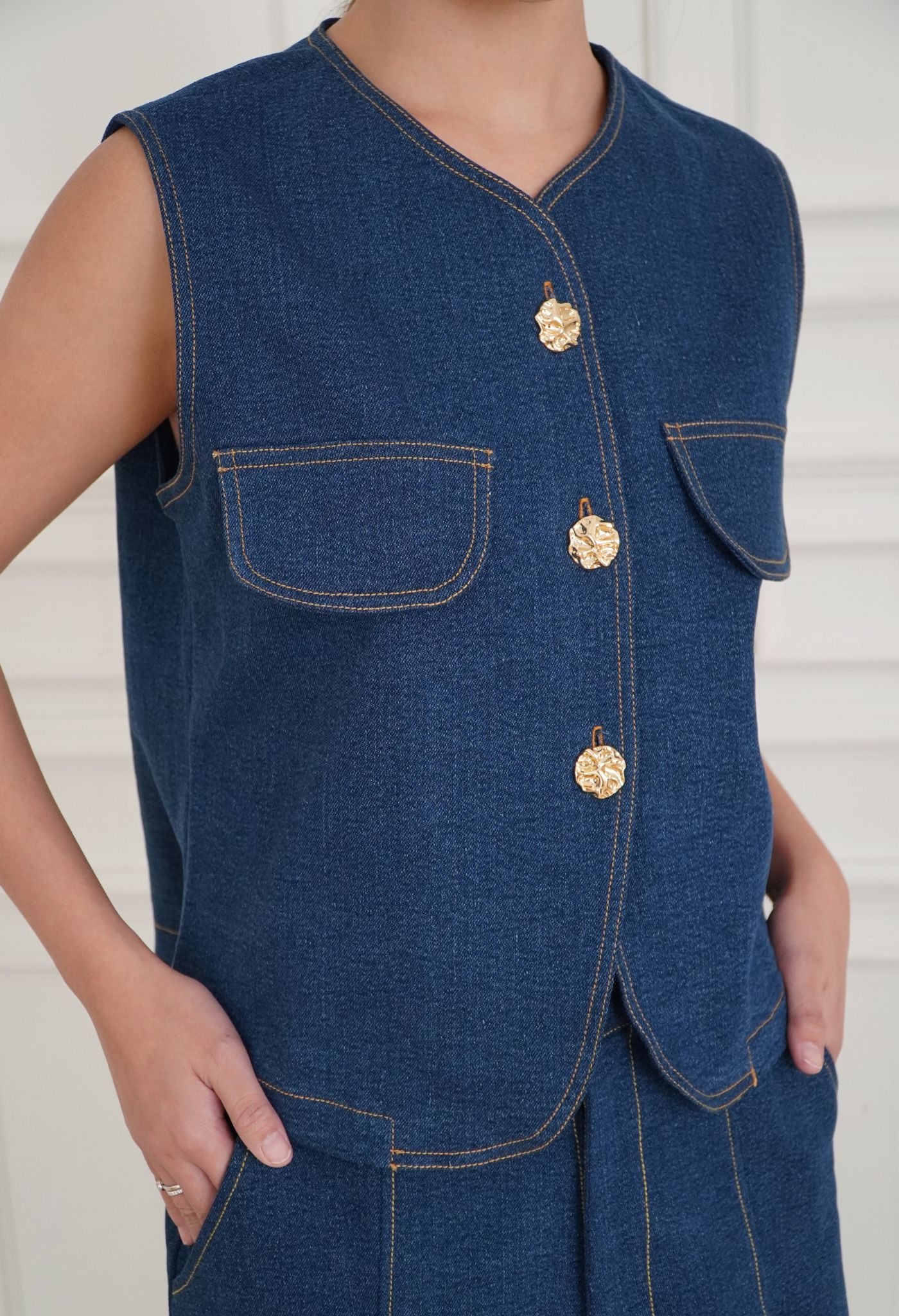 Marley Denim Top Dark Blue