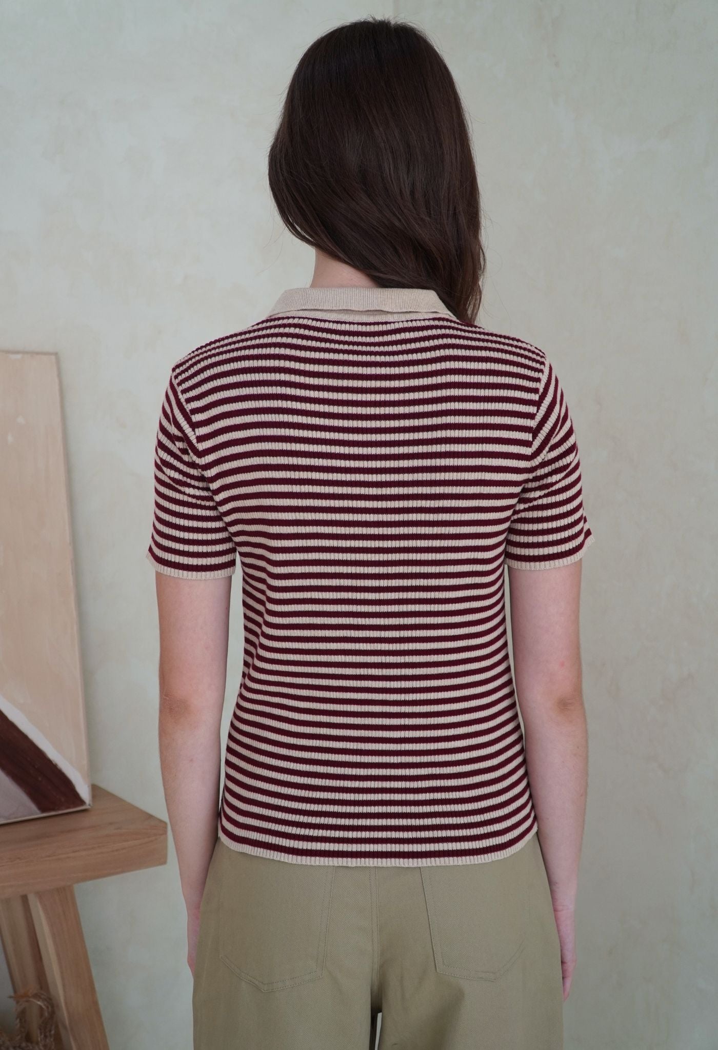 Sabina Top Maroon Stripes