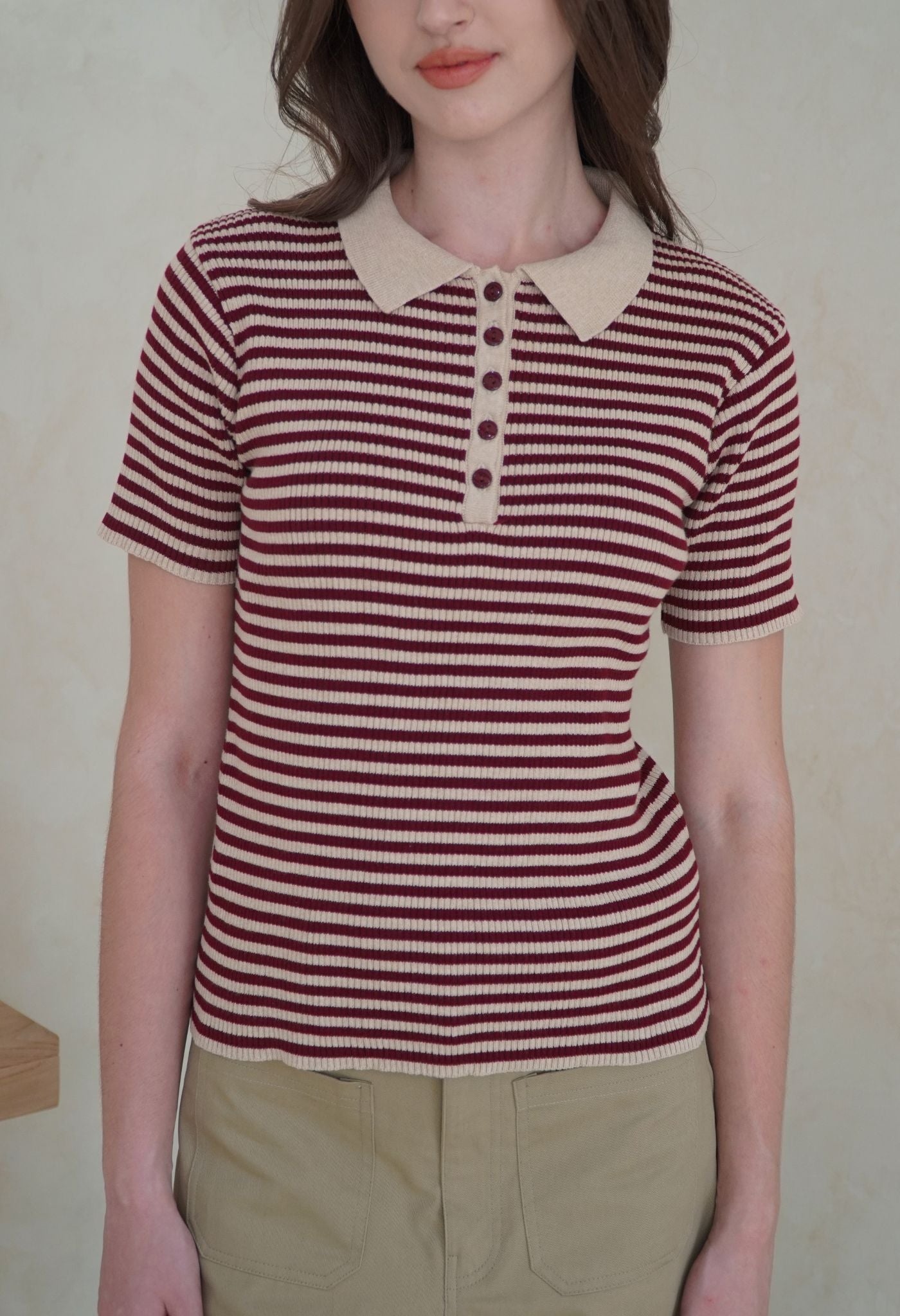 Sabina Top Maroon Stripes