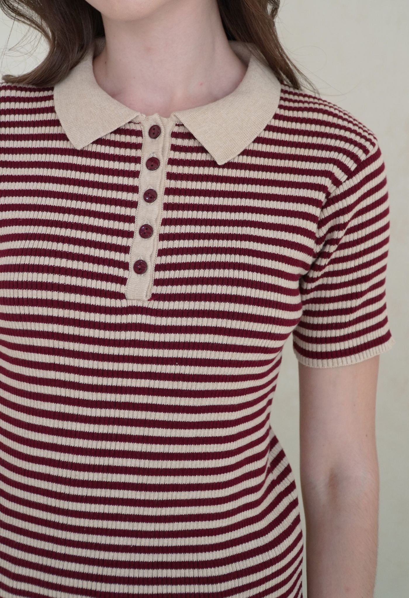 Sabina Top Maroon Stripes