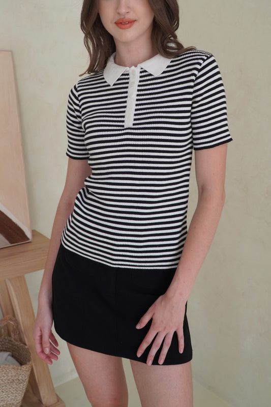 Sabina Top Black Stripes